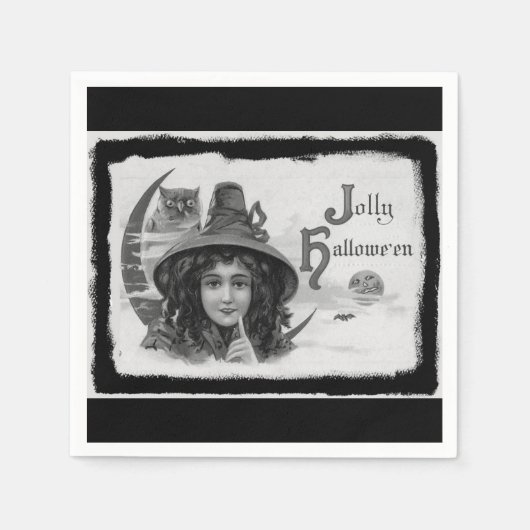 Vintage Jolly Halloween Witch Servetten (Voorkant)