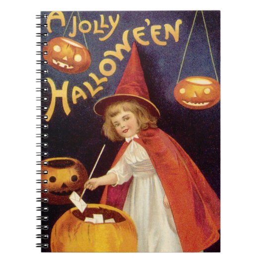 Vintage Jolly Halloween Witch van Ellen Clapsaddle Notitieboek (Voorkant)