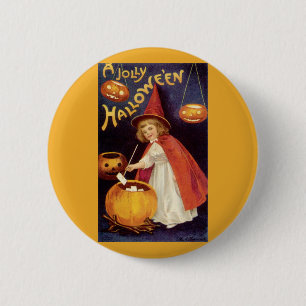 Vintage Jolly Halloween Witch van Ellen Clapsaddle Ronde Button 5,7 Cm