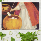 Vintage Jolly Halloween Witch van Ellen Clapsaddle Theedoek (Gevouwen)
