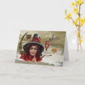 Vintage Jolly Halloween Witch Wenskaart Kaart (Gele Bloem)