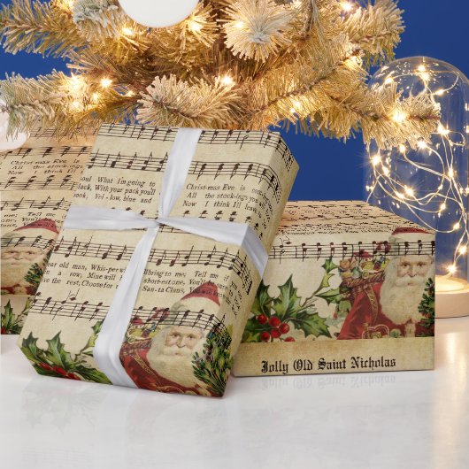 Vintage Jolly Old Sint-Nicolaas kerstcarol Cadeaupapier (Feestdagen)