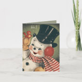 Vintage Jolly Retro Snowman Holiday Kaart (Voorkant)