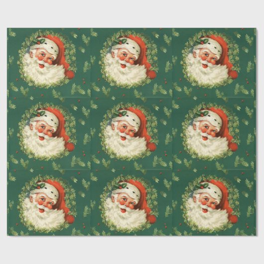Vintage Jolly Santa Cadeaupapier (Vlak)