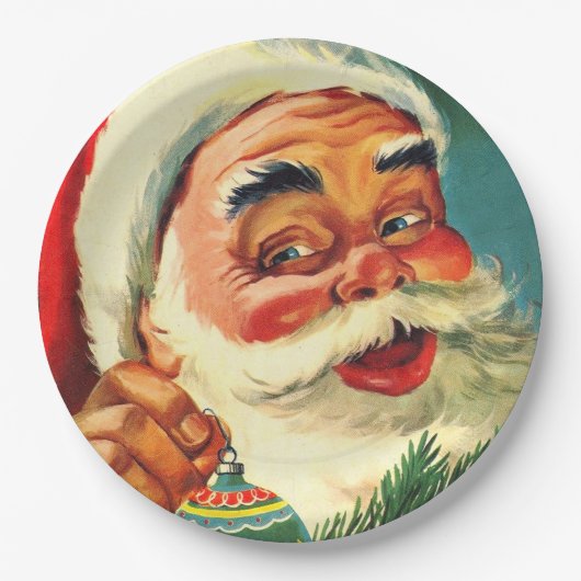 Vintage Jolly Santa Claus Face Bord (Voorkant)