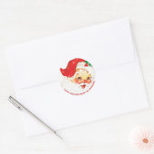 Vintage Jolly Santa Claus Pet Holly Ronde Sticker (Envelop)