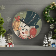 Vintage Jolly Snowman Retro Holiday