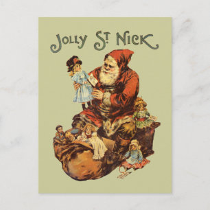 Vintage Jolly St. Nick Feestdagenkaart