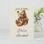 Vintage Jolly St. Nick Kaart (Staand voorkant)