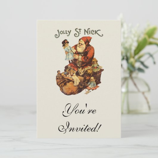 Vintage Jolly St. Nick Kaart (Staand voorkant)