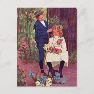 Vintage - Jongen en meisjes in de Bossen Briefkaart