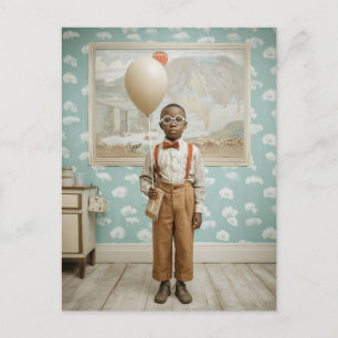 Vintage Jongen Met Ballon Portret Briefkaart
