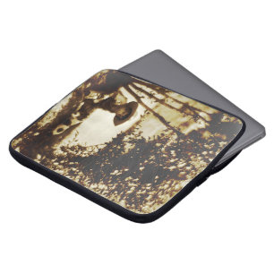 Vintage Jongen met Hond in Rust Computermouw Laptop Sleeve