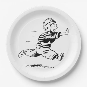 Vintage jongetje dat terug rent American Football Papieren Bordje