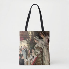 Vintage Jonggehuwden, Victoriaanse Bruid Gooit Bru Tote Bag