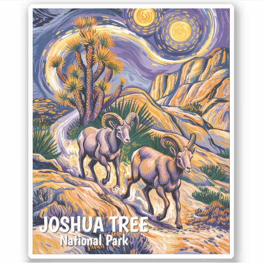 Vintage Joshua Tree landschap Wilde schapen Custom Sticker (Voorkant)