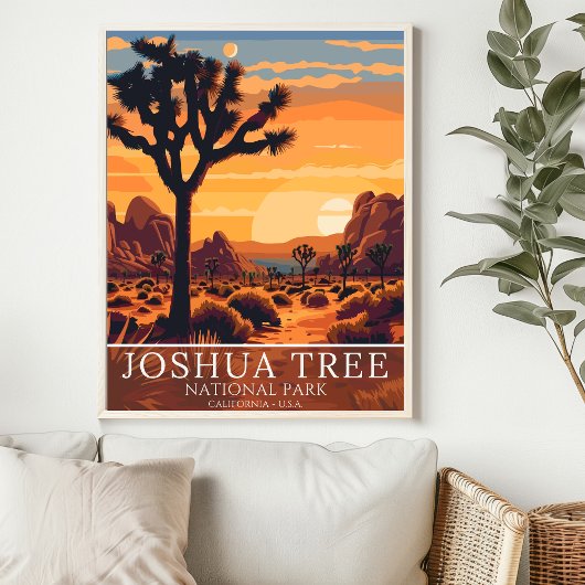 Vintage Joshua Tree National Park - Sunset  Poster