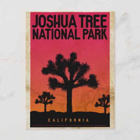 Vintage Joshua Tree Sunset Travel Briefkaart (Voorkant)