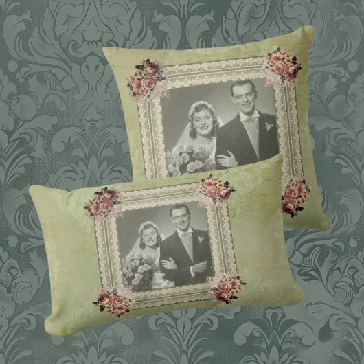 Vintage Jubileum Herinnering Rozen Kant Kussen