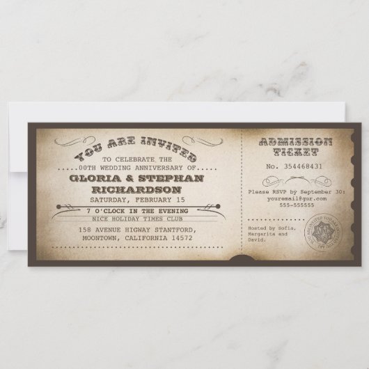 vintage jubileum ticket typografie ontwerp kaart (Voorkant)