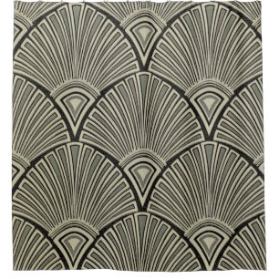 vintage, Jugendstil, beige, grijs, art deco, het Douchegordijn