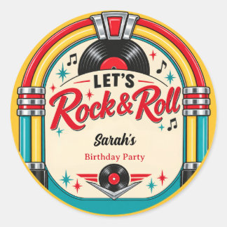 Vintage Jukebox Vinylplaat Feeststickers Ronde Sticker