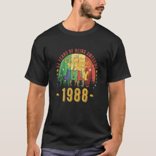 Vintage juli 1988 34 jaar oud 34e verjaardag Aweso T-shirt