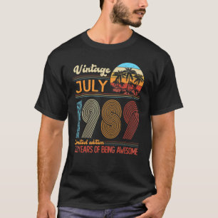 Vintage juli 1989 33 jaar oud 33e verjaardag t-shirt