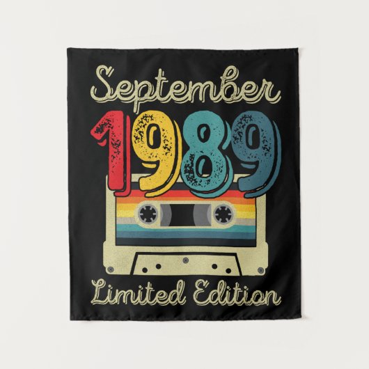 Vintage juli 1989 cassettebandje 32e verjaardag wandkleed (Voorkant)