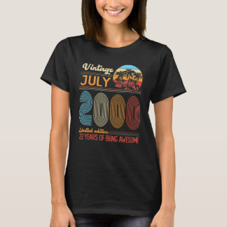 Vintage juli 2000 22 jaar oud 22e verjaardag t-shirt
