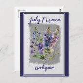 Vintage Juli Bloem Larkspur Bloemstuk Briefkaart (Voorkant / Achterkant)