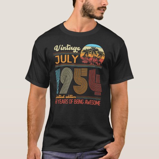 Vintage July 1954 Limited Edition Birthday  T-shirt (Voorkant)