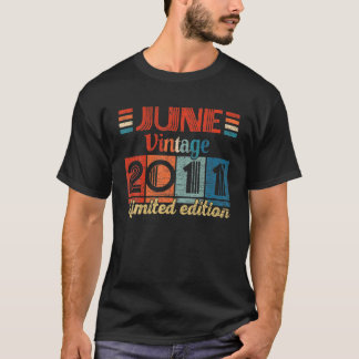 Vintage June 2011 11 Birthday Gifts 11 Years Old T-shirt