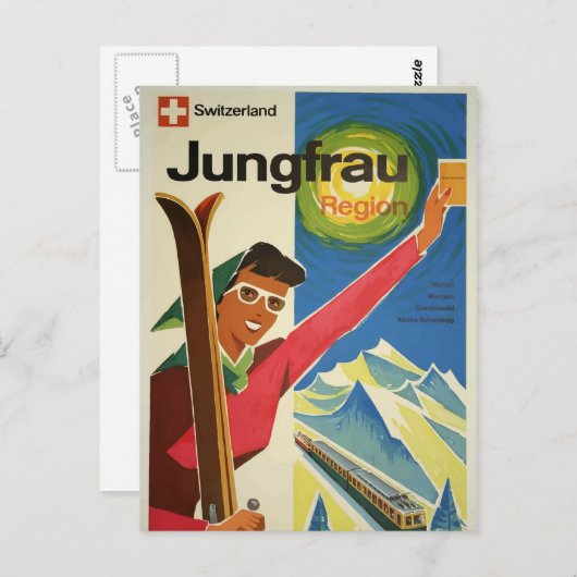 Vintage Jungfrau Zwitserland Briefkaart (Voorkant / Achterkant)