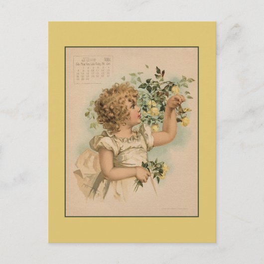 Vintage juni 1891 mooie kinderen tekenen briefkaart (Voorkant)