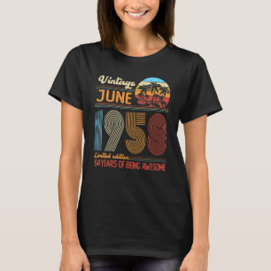 Vintage juni 1958 64 jaar oud 64e verjaardag t-shirt