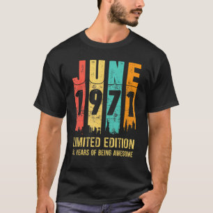 Vintage juni 1971 51 jaar 51ste verjaardag t-shirt