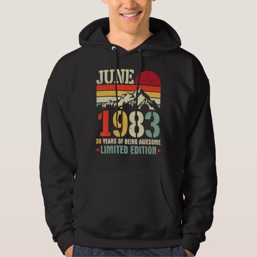 Vintage juni 1983 39 jaar Geweldige Hoodie (Voorkant)