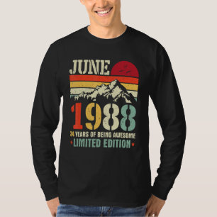 Vintage juni 1988 34 jaar Geweldige T-shirt