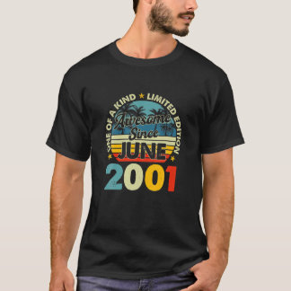 Vintage juni 2001 20 jaar oud 20e verjaardag Retro T-shirt