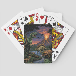 Vintage Jurassic Dinosaur Rex en Triceratops  Pokerkaarten