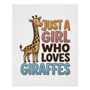 Vintage Just A Girl Who Loves Giraffes T-shirt (5) Perfect Poster