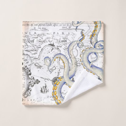 Vintage Kaart Bad Handdoek (Wasdoekje)