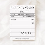 Vintage Kaart  Berichtensport Kaarten<br><div class="desc">Deze unieke huwelijkscort- en plaatskaarten voor bibliotheekkaarten zijn perfect voor een vintage bruiloft of een boek-themaevenement. Pas de douane "gestempelde"het kijken tekst met uw ontvangstplaats, de bruid en groom namen (als Auteur), een douanetitel, en speciale instructie bij de bodem aan. Zwart-wit kleurenschema. Opmerking: voor dit product kunnen enveloppen weggelaten worden....</div>
