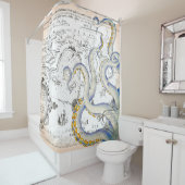 Vintage Kaart Douchegordijn (In situ)