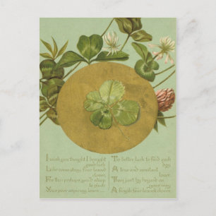 Vintage kaart met vierbladige klaver voor St. Patr