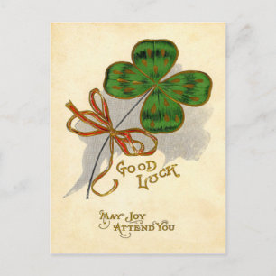 Vintage kaart met vierbladige klaver voor St. Patr