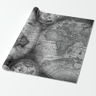 vintage kaart oude wereld cadeaupapier