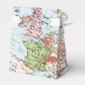 Vintage kaart reisthema voor bruiloft bedankdoosjes (Achterkant)