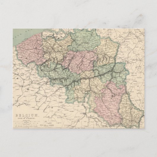 Vintage Kaart van België (1873) (Voorkant)